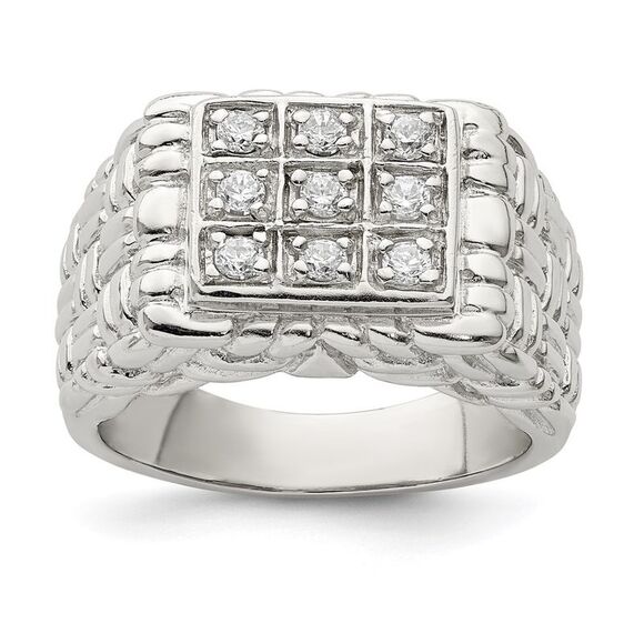 Kazi Luxury Sterling Silver Rhodium-plated CZ Ring